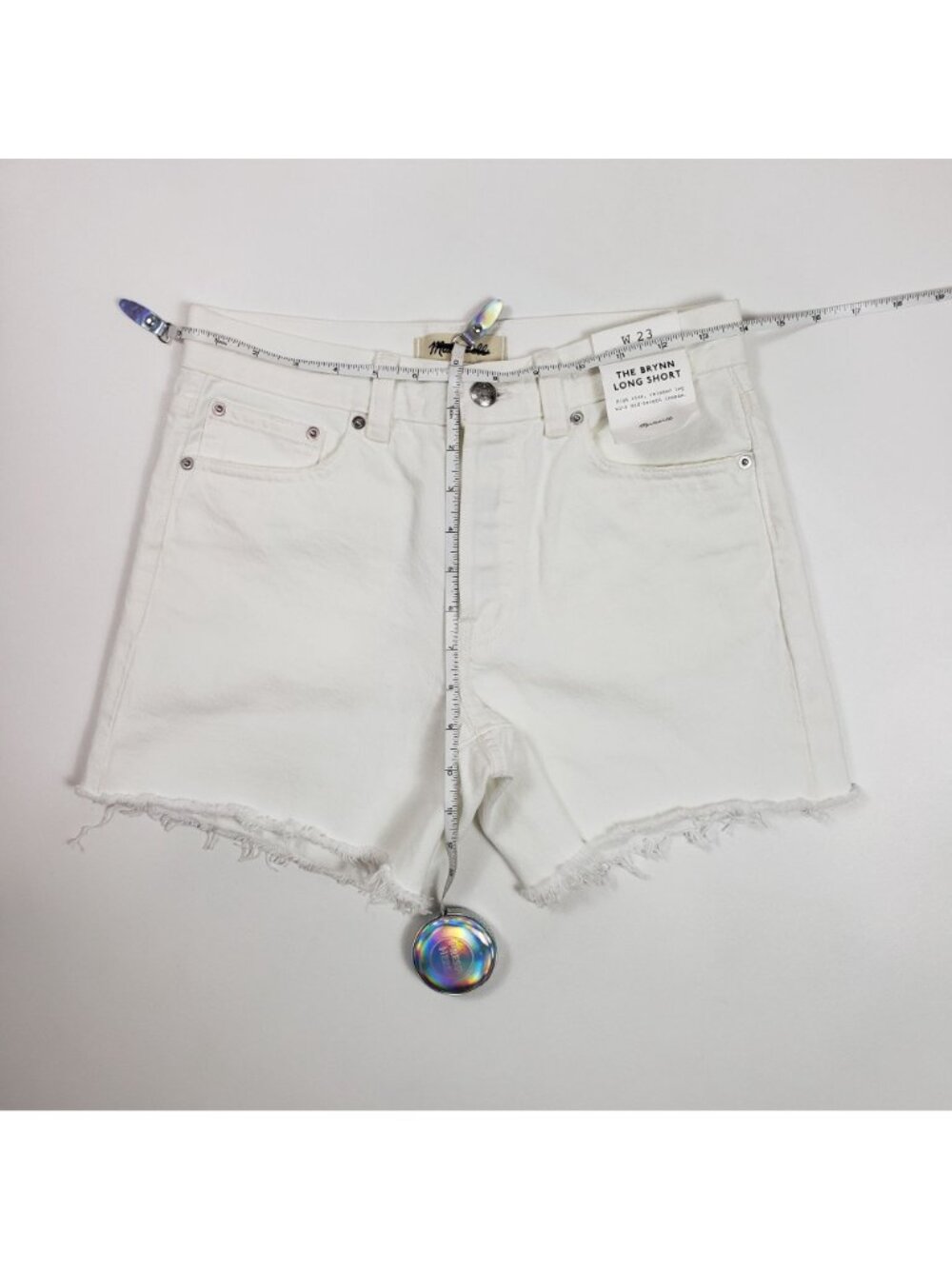 Madewell The Brynn Long Short Women’s 23 Pure White Rigid Denim Raw Hem NWT - Picture 8 of 16